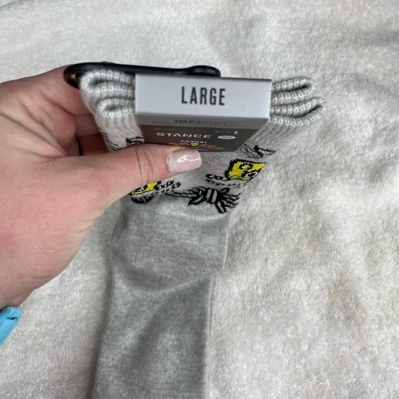 NWT Stance "Bob Was Here" Spongebob Squarepants Grey Infiknit Crew Socks-Large - Picture 3 of 5